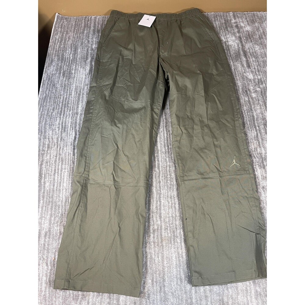 Jordan Pants Mens Large Green Standard Fit Twill Elastic Waist Stretch Khakis